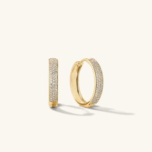 Bold Pavé Diamond Medium Hoops
