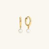 Mira Round Pearl Hoops