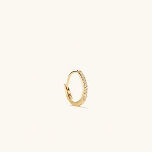 Single Pavé Diamond Huggie Hoop