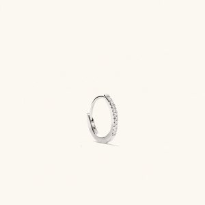 Single Pavé Diamond Huggie Hoop